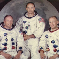 Die Crew von Apollo11 (li. Armstrong)