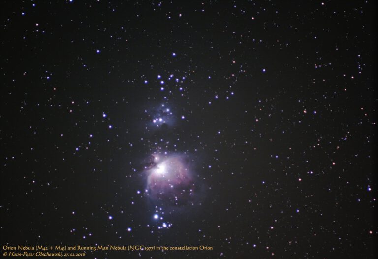 Region um den Orion-Nebel (M42) und der Running Man Nebel (NGC1977) IM Sternbild Orion