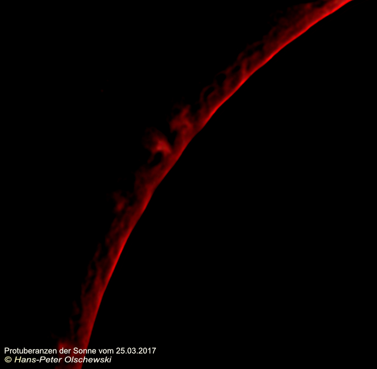 Protuberanzen der Sonne vom 25.03.2017