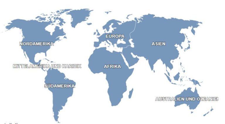 Die Kontinente der Erde in Zahlen und Fakten
