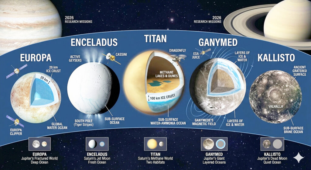 Monde unseres Sonnensystems mit Potenzial für Leben